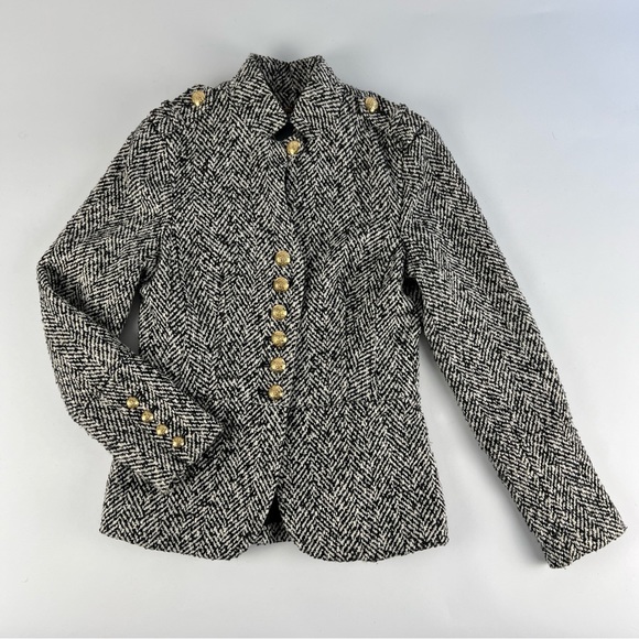 Victoria’s Secret Tweed Pea Coat Size 0 Black snd White Wool Blend Jacket - Picture 3 of 15